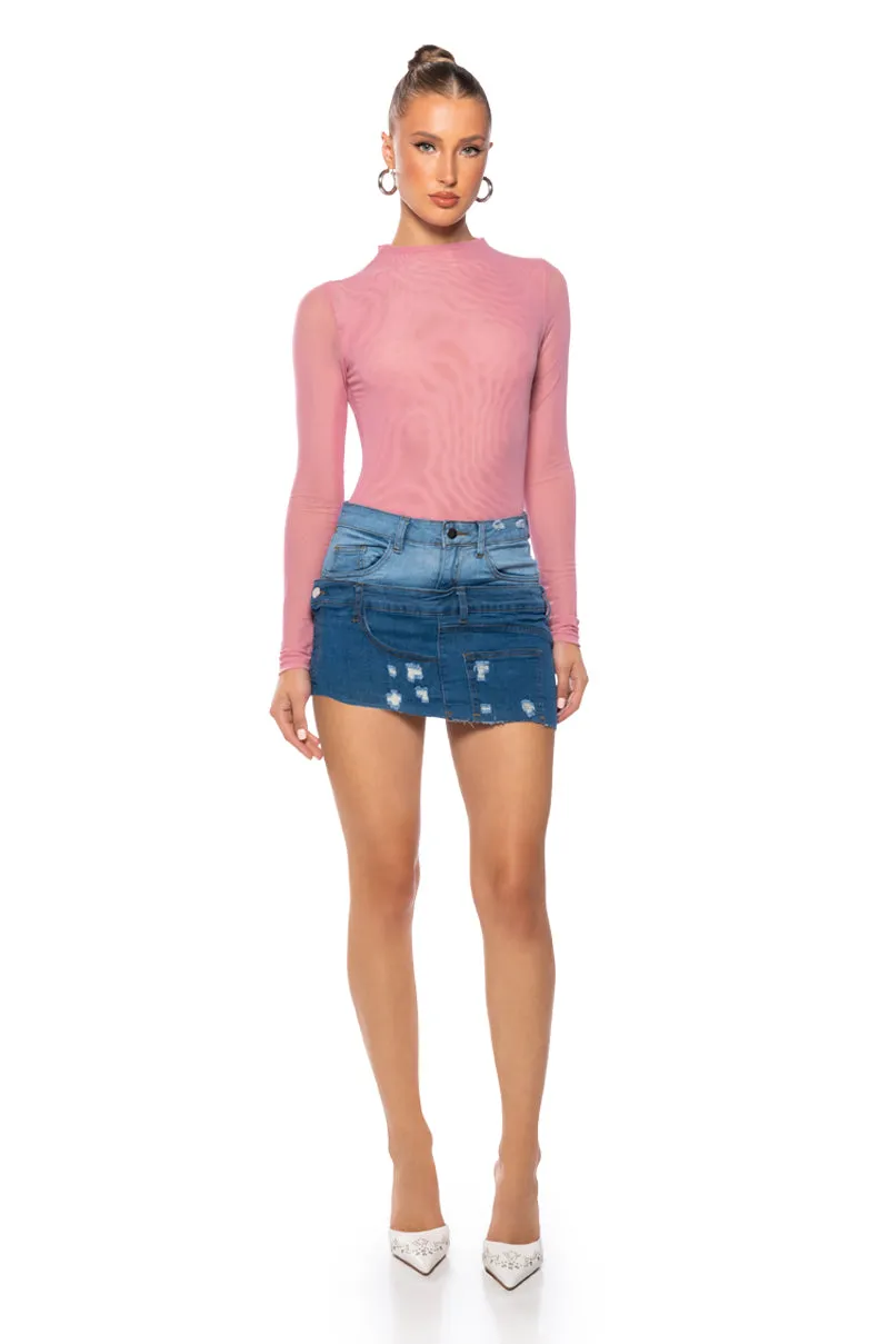 PAXTON SEXY DOUBLE MESH LONG SLEEVE BODYSUIT sold by AKIRA product image thumbnail 2