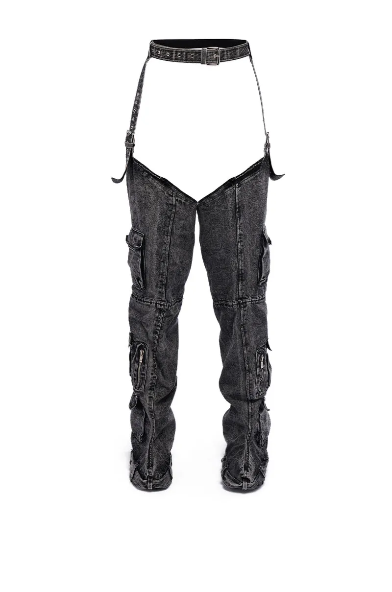 AZALEA WANG FAUSTA DENIM CHAP BOOT sold by AKIRA product image thumbnail 3