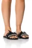 AZALEA WANG FEATHER FLAT SANDAL IN BLACK sold by AKIRA