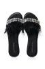 AZALEA WANG FEATHER FLAT SANDAL IN BLACK sold by AKIRA