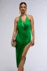GIANINA FRINGED COWL NECK MAXI DRESS IN GREEN sold by AKIRA