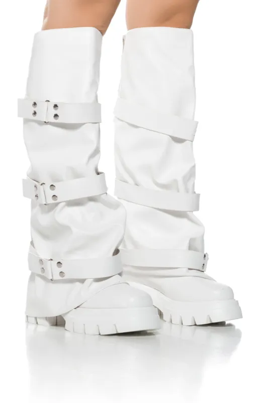 AZALEA WANG CHARNA WHITE INDUSTRIAL LOOK BOOT sold by AKIRA