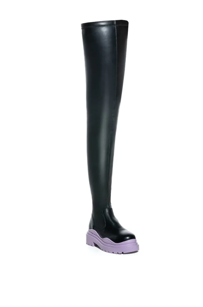 AZALEA WANG NAOMI THIGH HIGH STRETCH FLATFORM BOOT IN PERIWINKLE sold by AKIRA product image thumbnail 3
