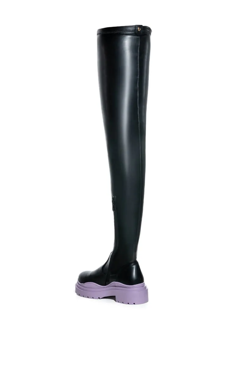 AZALEA WANG NAOMI THIGH HIGH STRETCH FLATFORM BOOT IN PERIWINKLE sold by AKIRA product image thumbnail 4