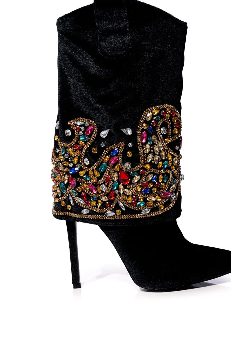 AZALEA WANG NIKO EMBELLISHED SUEDE BOOTIE IN BLACK sold by AKIRA product image thumbnail 5
