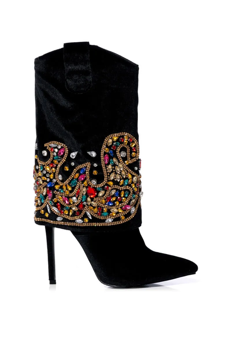 AZALEA WANG NIKO EMBELLISHED SUEDE BOOTIE IN BLACK sold by AKIRA product image thumbnail 2