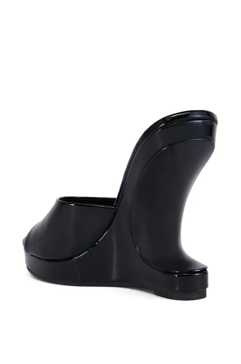 AZALEA WANG SHLOMO BLACK ABSTRACT WEDGE HEEL SANDAL sold by AKIRA product image thumbnail 4