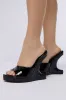 AZALEA WANG SHLOMO BLACK ABSTRACT WEDGE HEEL SANDAL sold by AKIRA