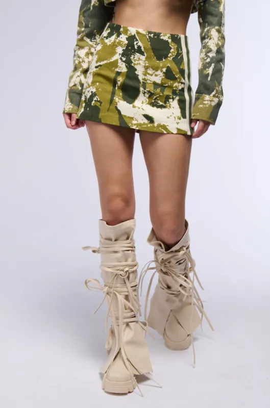 ABSTRACT CAMO MINI SKIRT sold by AKIRA