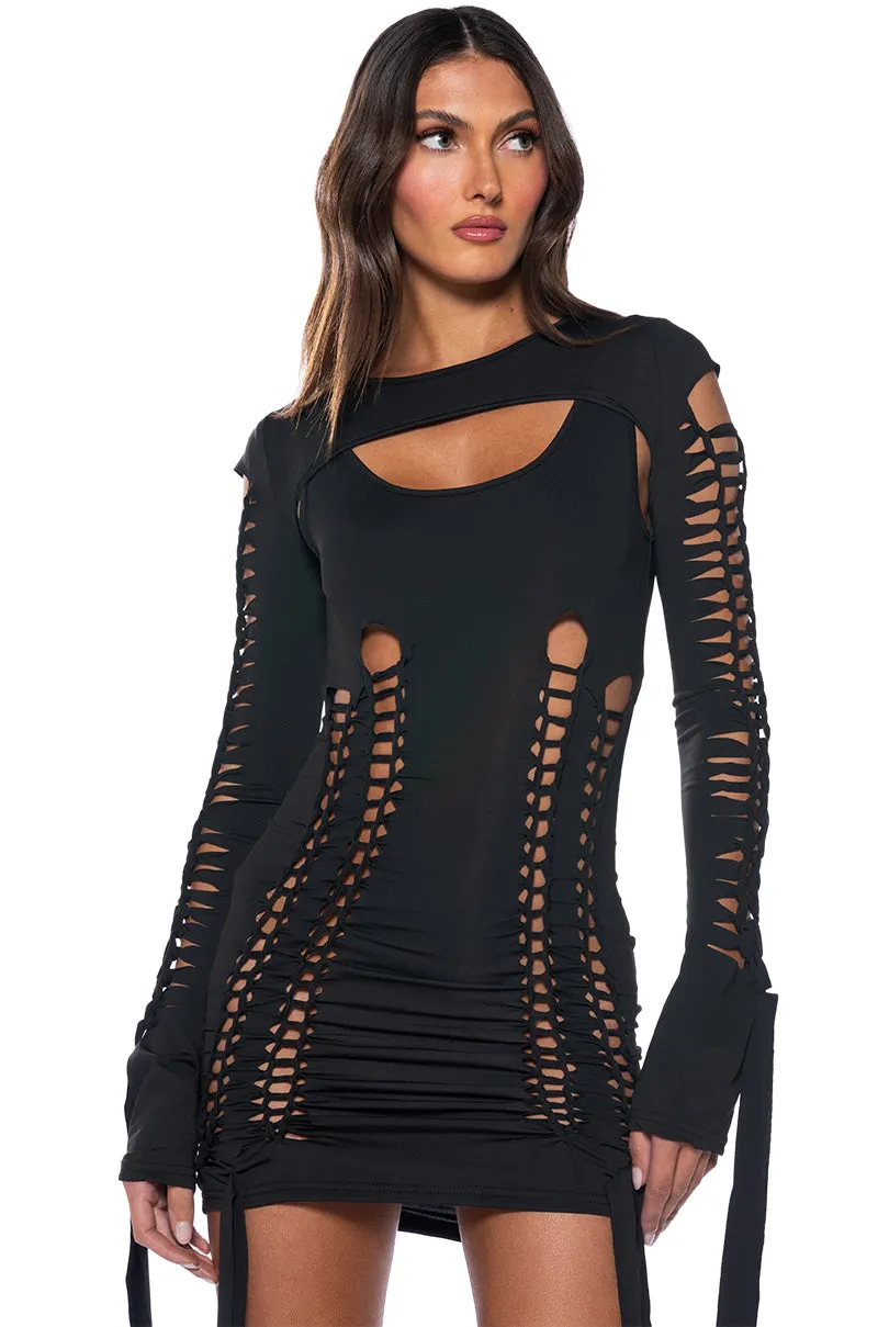 WORST BEHAVIOR DISTRESSED MINI DRESS sold by AKIRA product image thumbnail 3