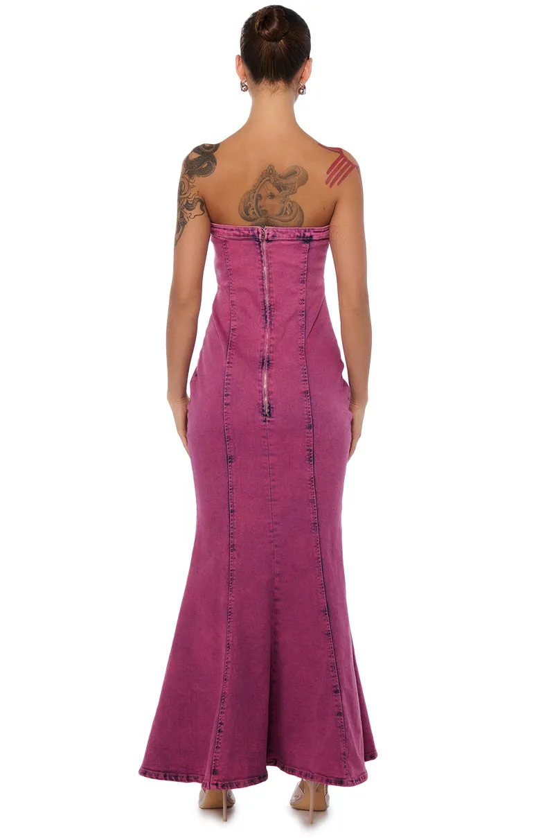 LETS GO PARTY DENIM MIDI DRESS sold by AKIRA product image thumbnail 4