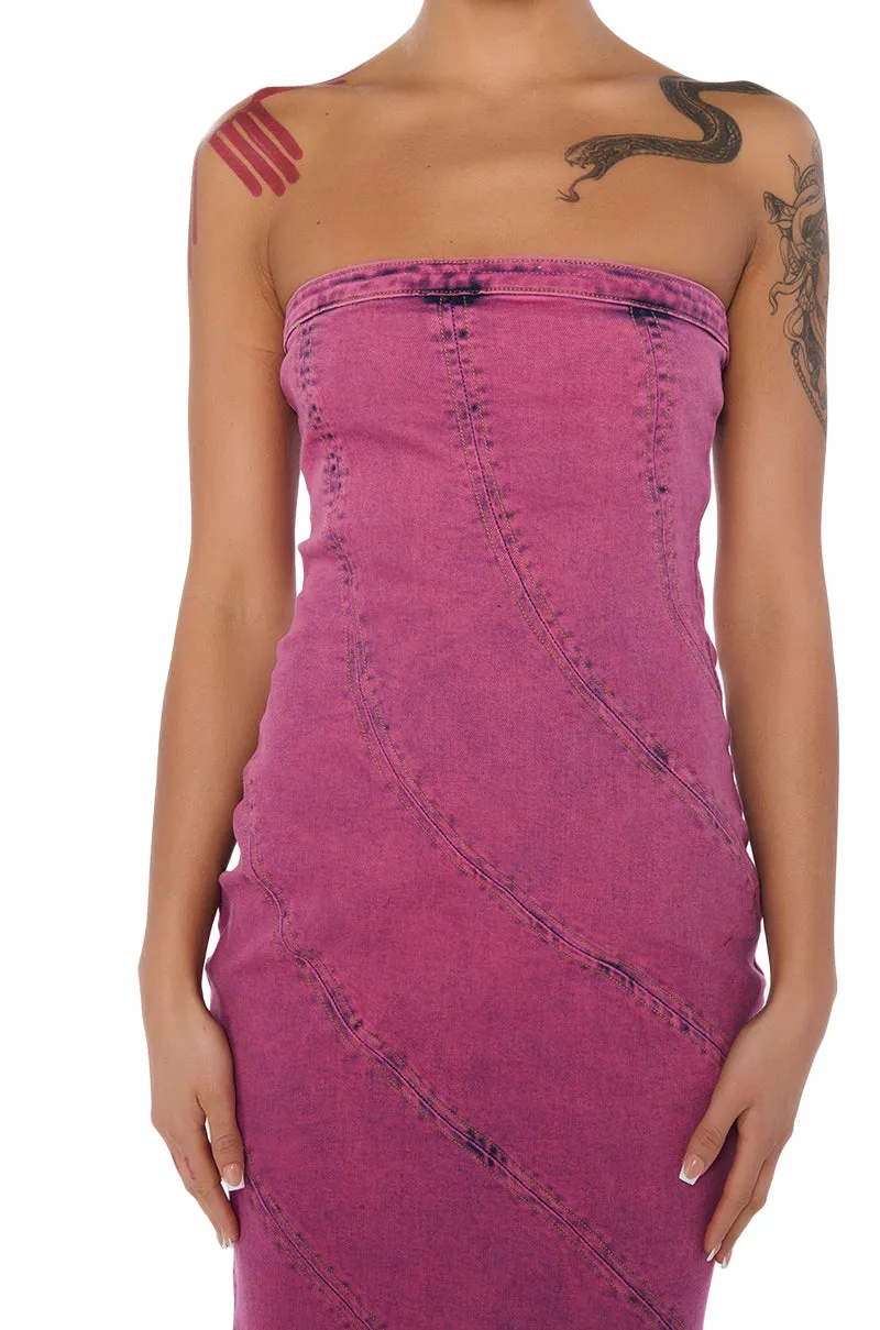 LETS GO PARTY DENIM MIDI DRESS sold by AKIRA product image thumbnail 5