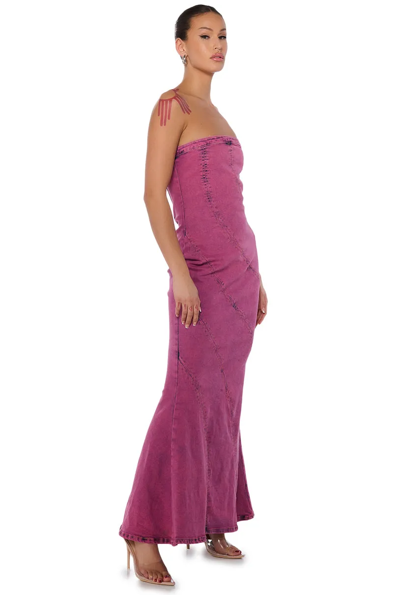 LETS GO PARTY DENIM MIDI DRESS sold by AKIRA product image thumbnail 2