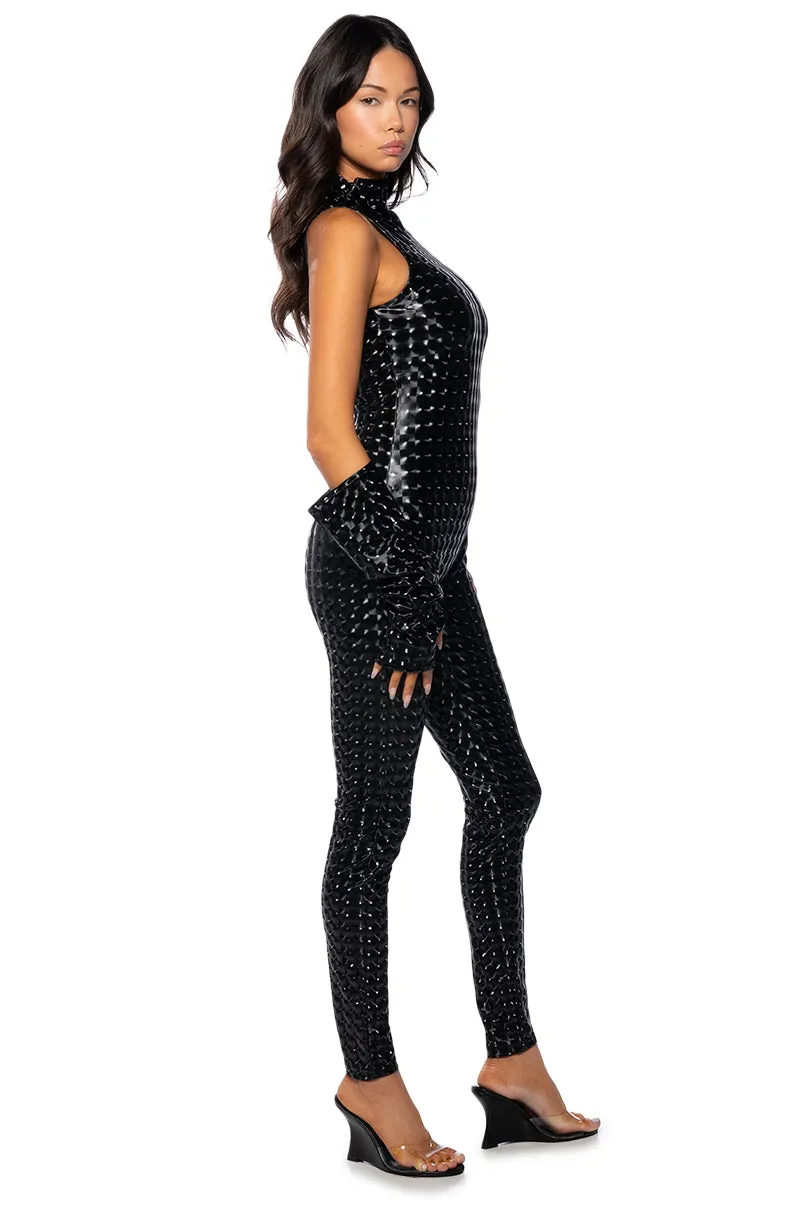 JESSICA PRINTED PU JUMPSUIT sold by AKIRA product image thumbnail 2