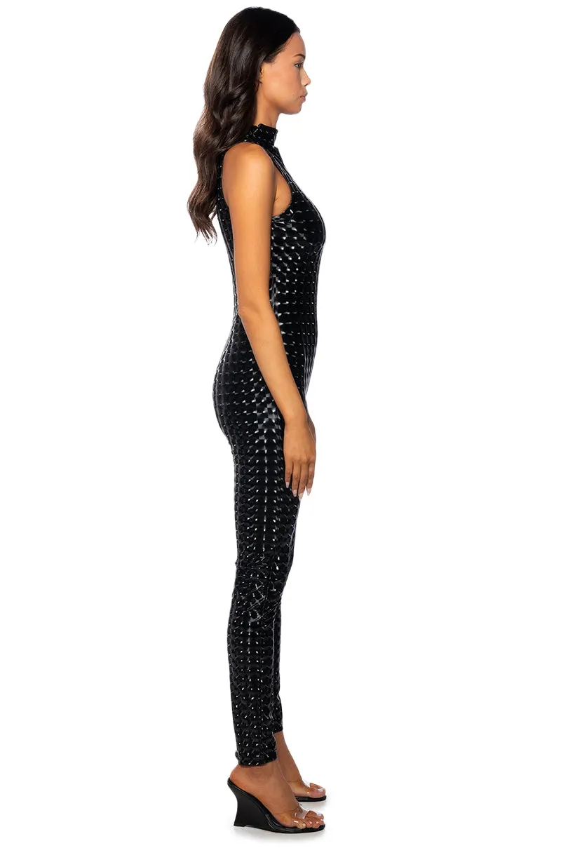 JESSICA PRINTED PU JUMPSUIT sold by AKIRA product image thumbnail 3