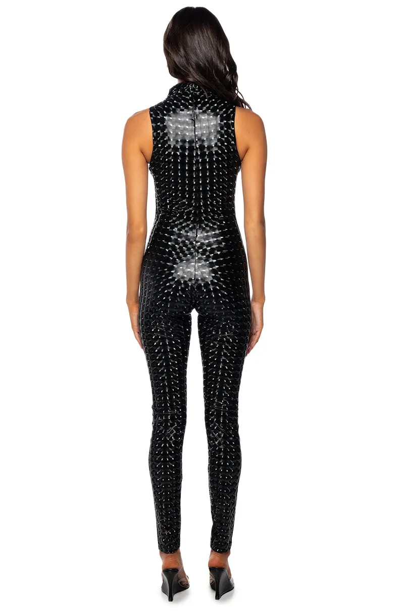 JESSICA PRINTED PU JUMPSUIT sold by AKIRA product image thumbnail 4