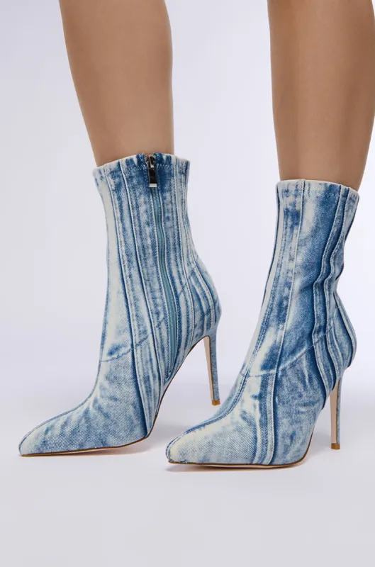 AZALEA WANG HERTA DENIM BOOTIE sold by AKIRA