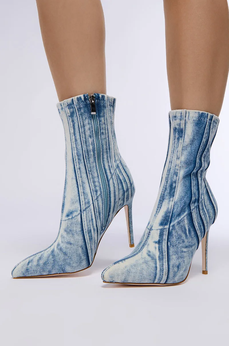AZALEA WANG HERTA DENIM BOOTIE sold by AKIRA