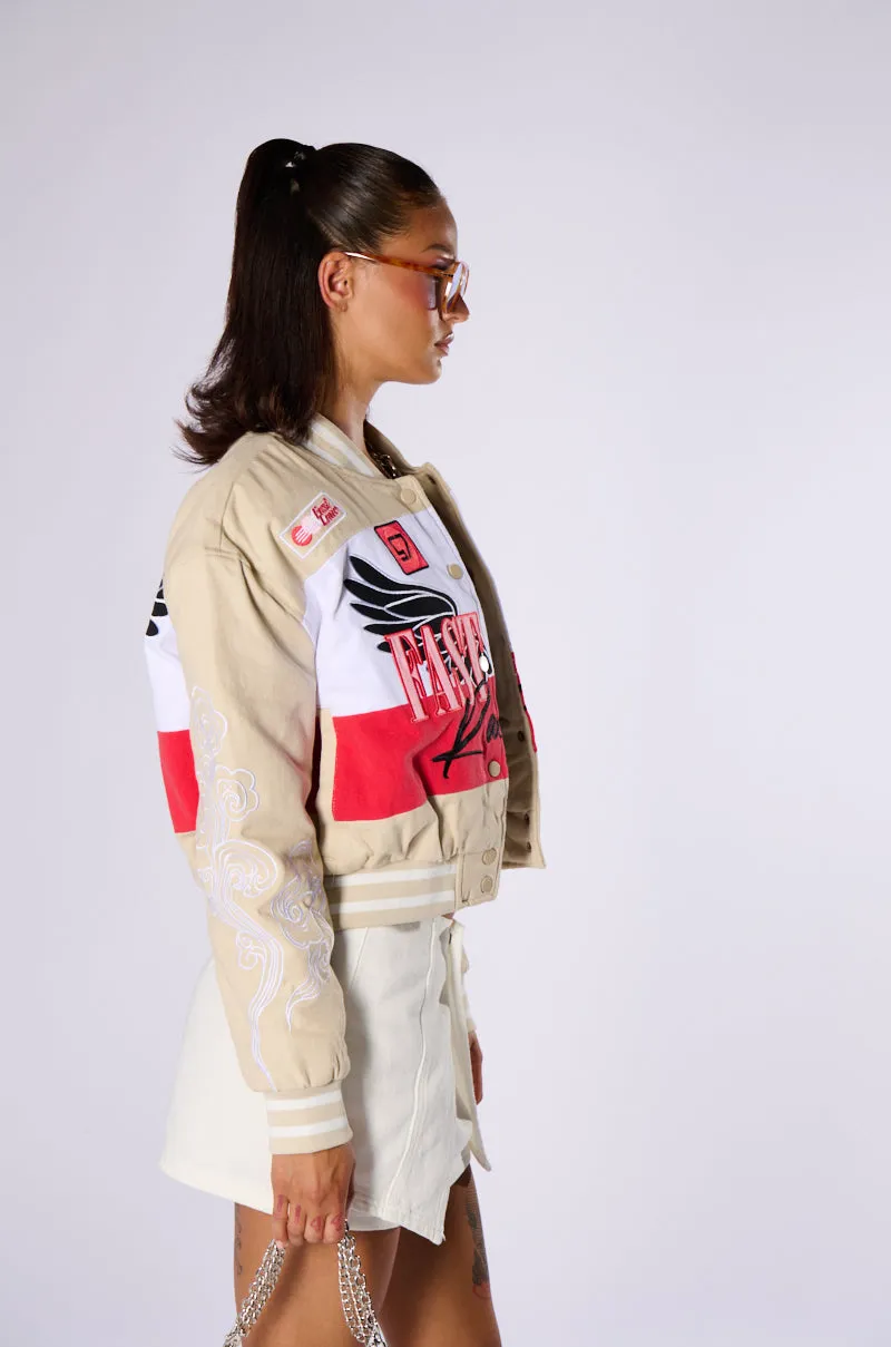 FAST LANE EMBROIDERED BOMBER sold by AKIRA product image thumbnail 5