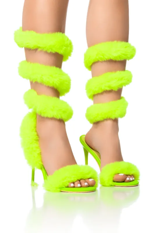 AZALEA WANG YASEEN FUR WRAP UP SANDAL sold by AKIRA