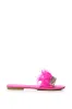 AZALEA WANG FEATHER FLAT SANDAL IN FUCHSIA sold by AKIRA