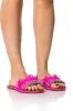 AZALEA WANG FEATHER FLAT SANDAL IN FUCHSIA sold by AKIRA