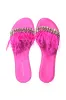 AZALEA WANG FEATHER FLAT SANDAL IN FUCHSIA sold by AKIRA