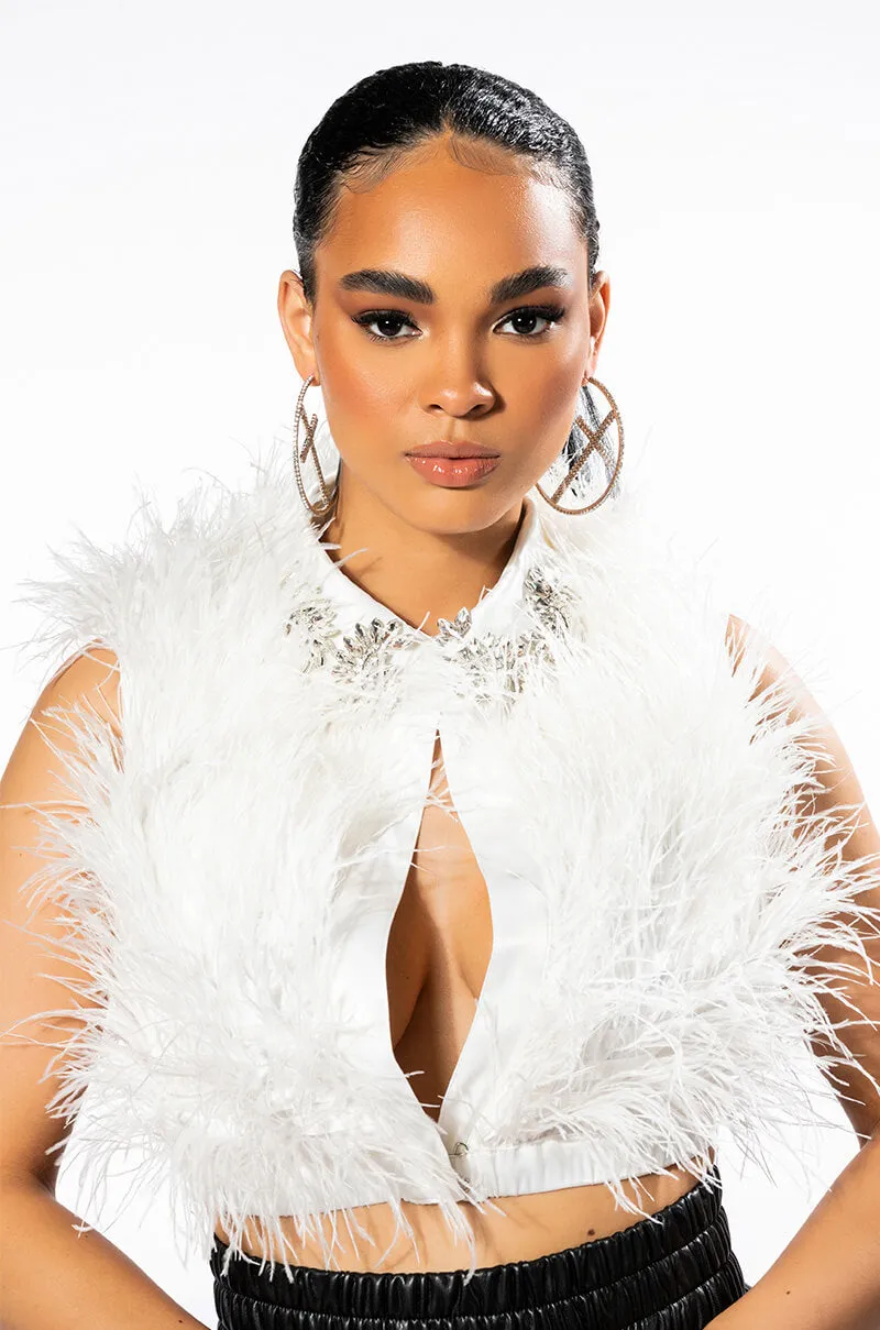 BASH ALL OVER FEATHER SLEEVELESS BLOUSE sold by AKIRA product image thumbnail 3