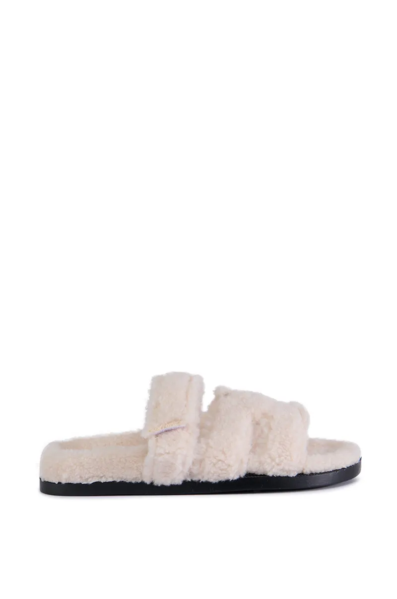 AZALEA WANG VIVEK WHITE FUZZY SLIP ON SANDAL sold by AKIRA product image thumbnail 3