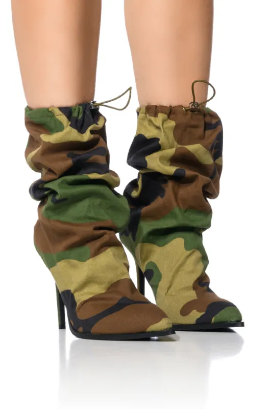 AZALEA WANG AIRLEA BAGGY DESIGN BOOTIE IN CAMO sold by AKIRA