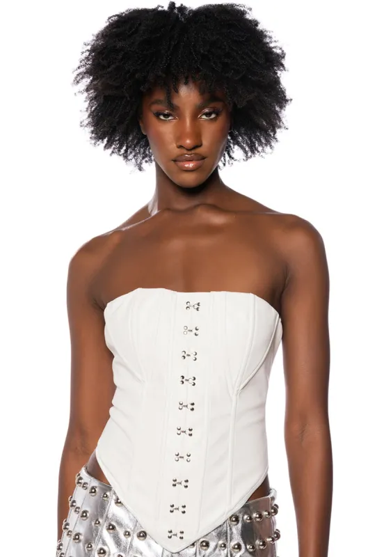 FREE SPIRIT STRUCTURED CORSET TOP IN WHITE sold by AKIRA