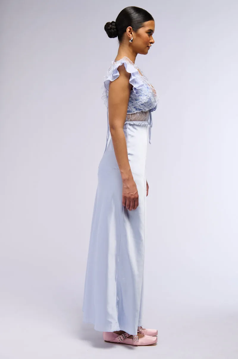 SAVING MYSELF FLOWER APPLIQUE SATIN LACE DRESS sold by AKIRA product image thumbnail 5