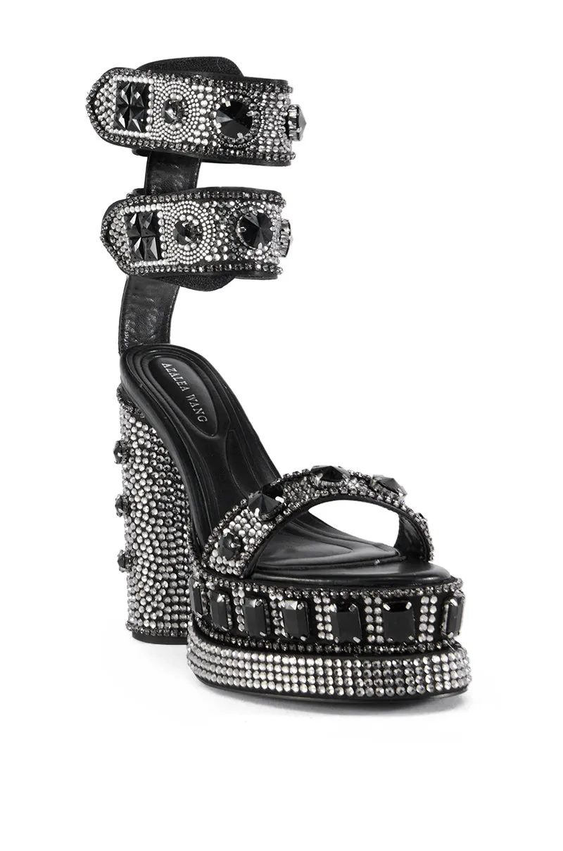 AZALEA WANG BAYOU BLACK RHINESTONE PLATFORM SANDAL sold by AKIRA product image thumbnail 4