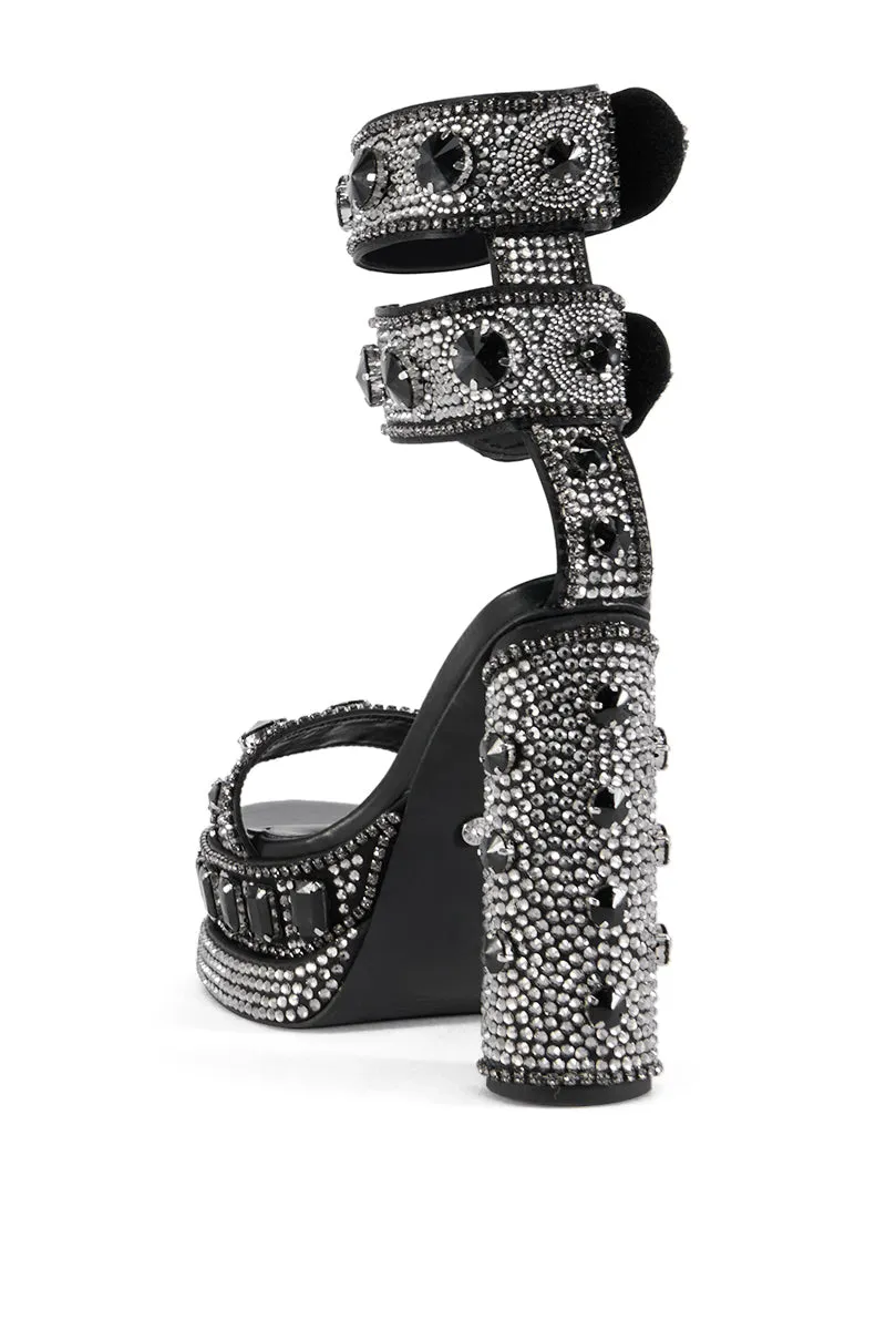 AZALEA WANG BAYOU BLACK RHINESTONE PLATFORM SANDAL sold by AKIRA product image thumbnail 5