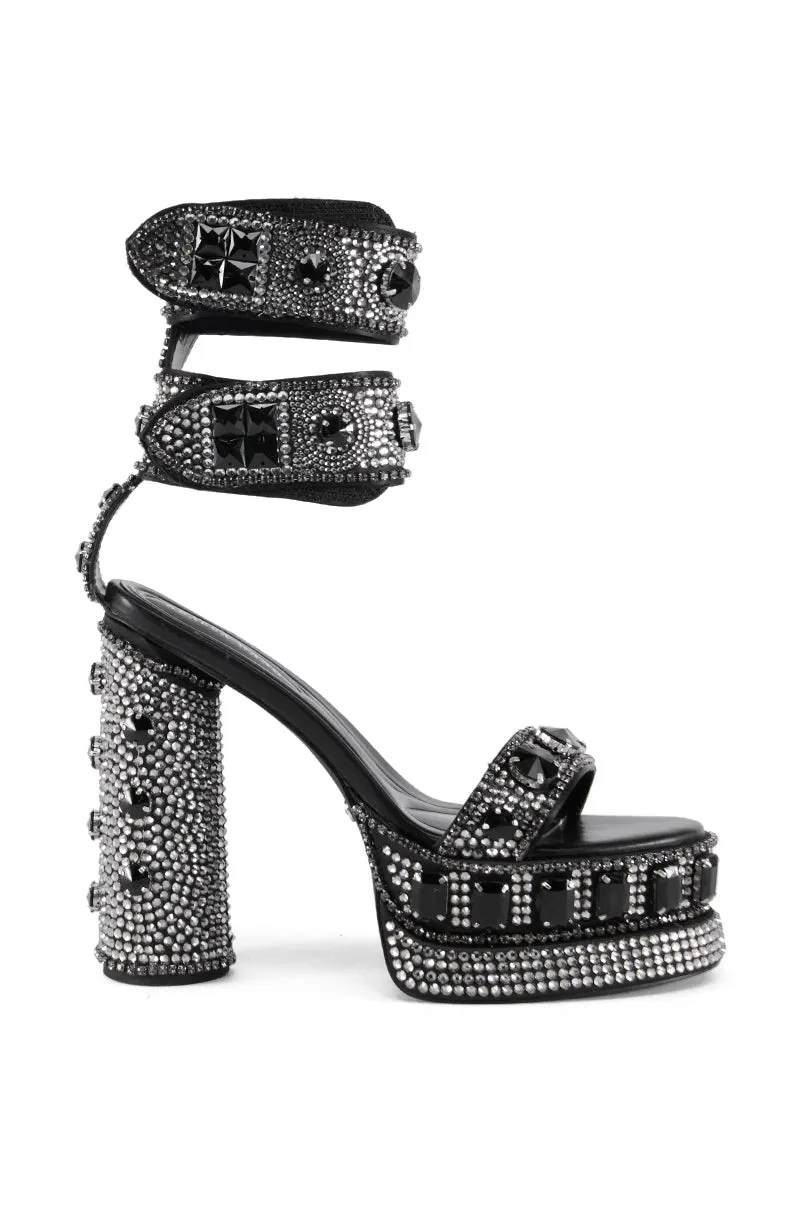 AZALEA WANG BAYOU BLACK RHINESTONE PLATFORM SANDAL sold by AKIRA product image thumbnail 3