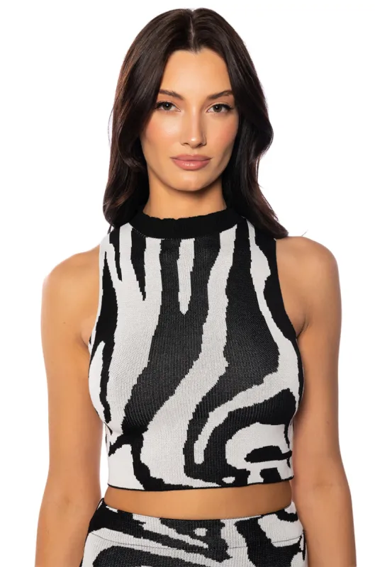 LOST IN TIME HIGH NECK KNIT TANK sold by AKIRA