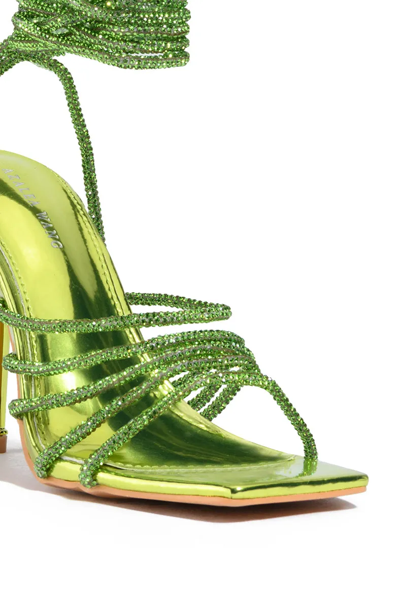 AZALEA WANG STATION SEXY TIE UP STILETTO SANDAL IN LIME sold by AKIRA product image thumbnail 5