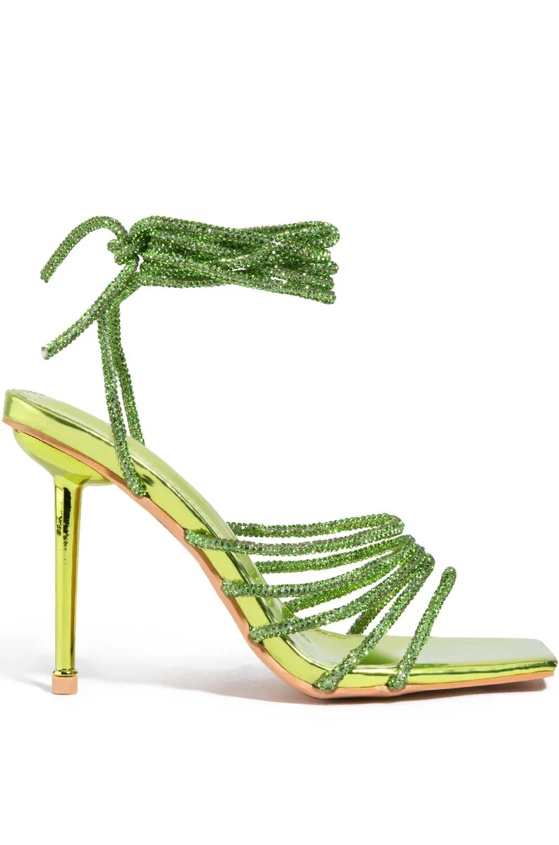 AZALEA WANG STATION SEXY TIE UP STILETTO SANDAL IN LIME sold by AKIRA product image thumbnail 2
