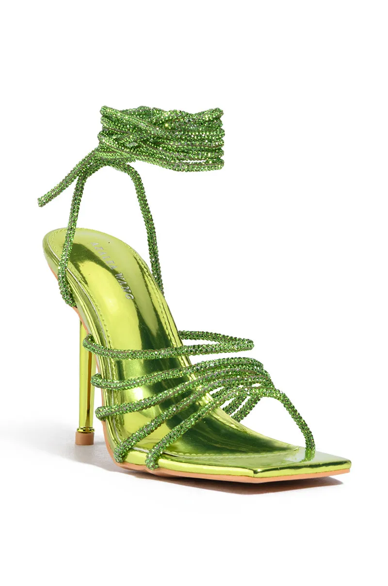 AZALEA WANG STATION SEXY TIE UP STILETTO SANDAL IN LIME sold by AKIRA product image thumbnail 3