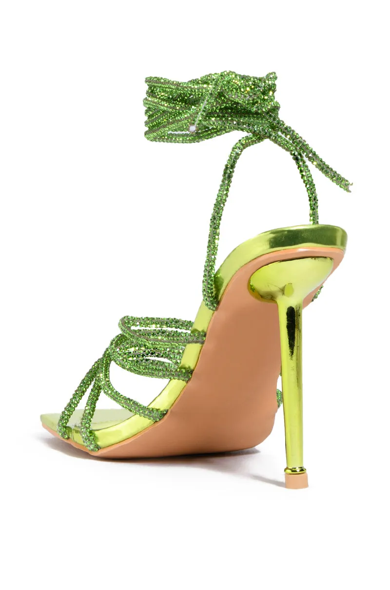 AZALEA WANG STATION SEXY TIE UP STILETTO SANDAL IN LIME sold by AKIRA product image thumbnail 4