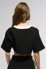ON POINT BUTTON DOWN CROP TOP IN BLACK sold by AKIRA
