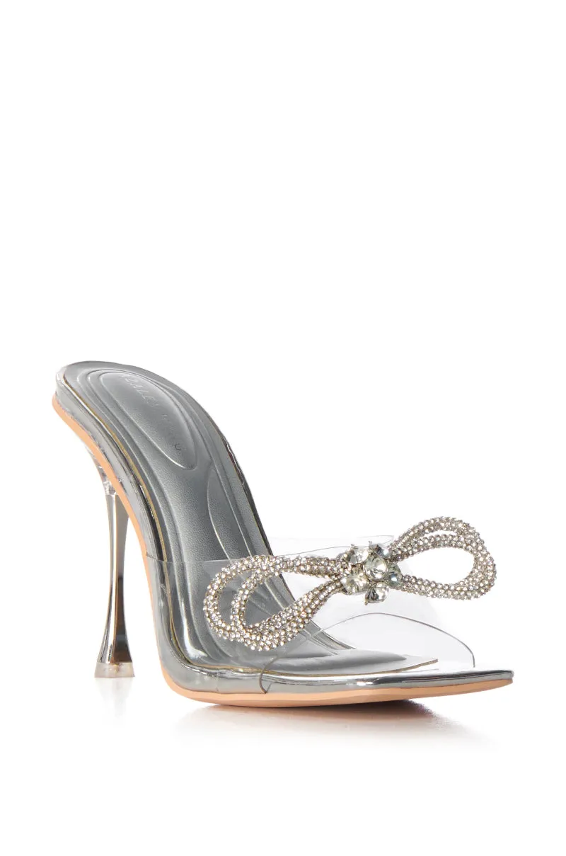 AZALEA WANG ENTRANCING SILVER DIAMOND BOW DETAIL SANDAL sold by AKIRA product image thumbnail 3