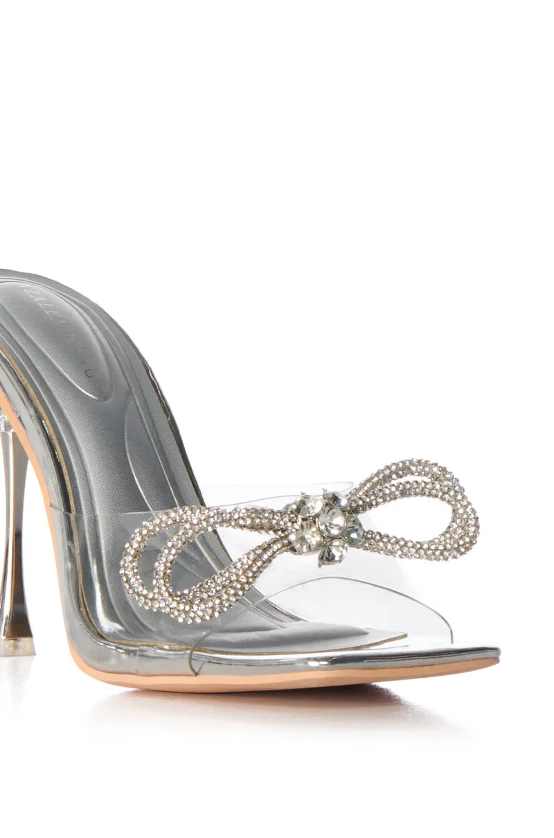 AZALEA WANG ENTRANCING SILVER DIAMOND BOW DETAIL SANDAL sold by AKIRA product image thumbnail 5