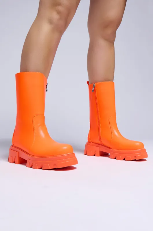 AZALEA WANG KLOCHAVA ORANGE BOOTIE sold by AKIRA