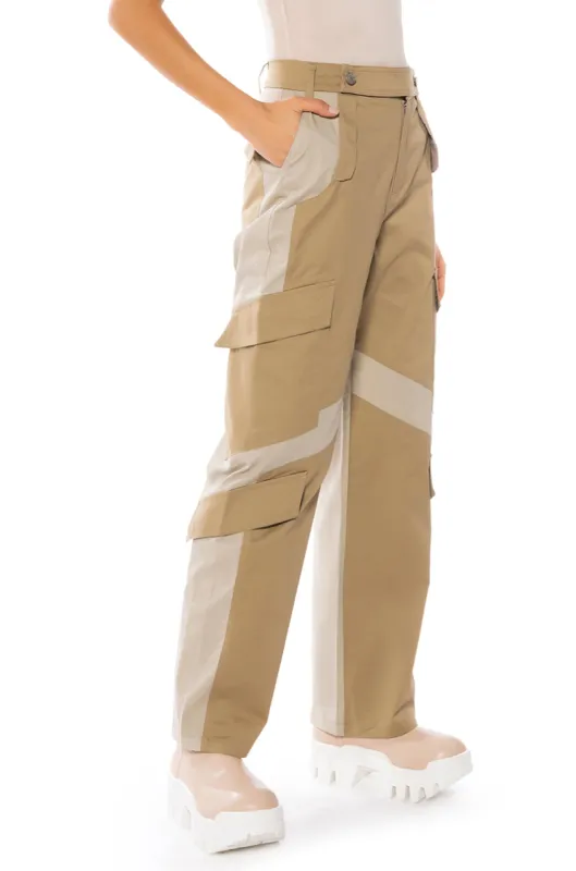 UNBOTHERED RELAXED COLORBLOCKED CARGOS sold by AKIRA