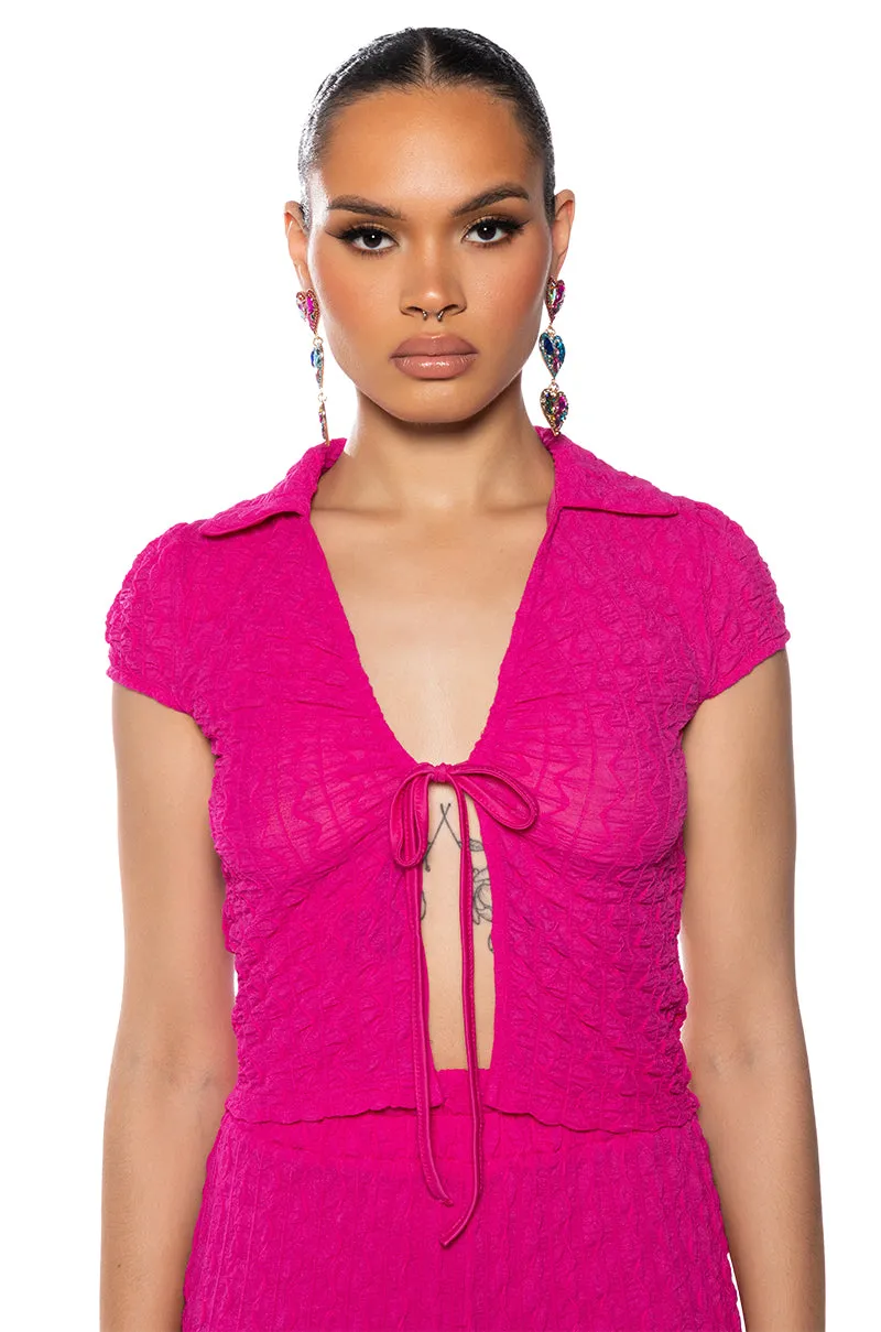 BIANCA TIE FRONT MESH TOP sold by AKIRA product image thumbnail 2