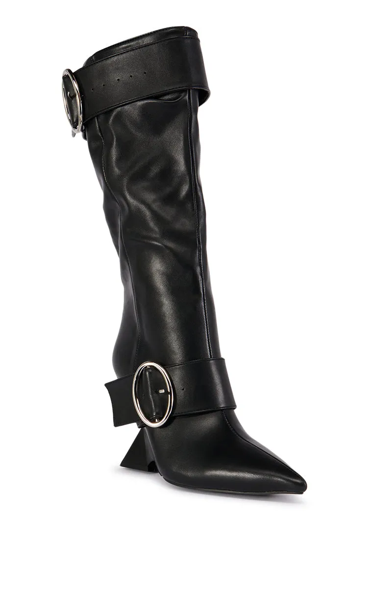 AZALEA WANG ELABORATE BLACK ABSTRACT WEDGE HEEL BOOT sold by AKIRA product image thumbnail 4