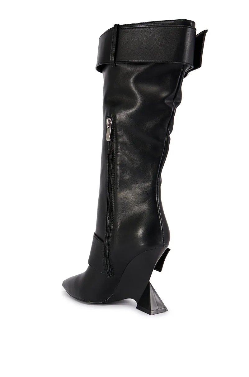 AZALEA WANG ELABORATE BLACK ABSTRACT WEDGE HEEL BOOT sold by AKIRA product image thumbnail 5