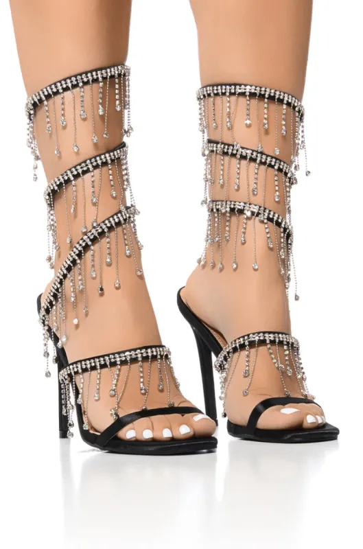 HIGHEND EMBELLISHED BEADING SANDAL IN BLACK sold by AKIRA
