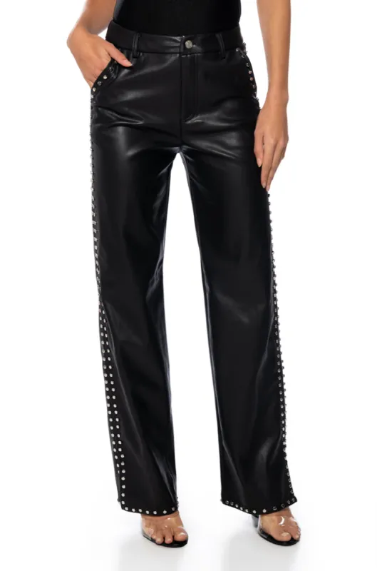 ALWAYS ON TIME FAUX LEATHER WIDE LEG PANT sold by AKIRA